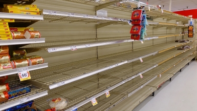 Empty supermarket shelves