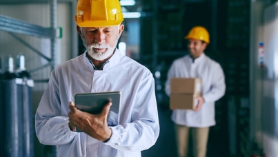 older man working on site