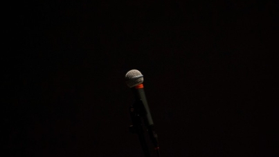 Microphone against dark background