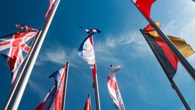 Flags on flagstaffs
