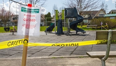 Closed park with caution tape