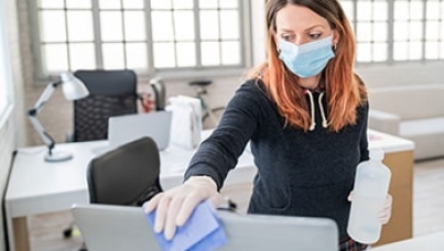 woman cleaning office