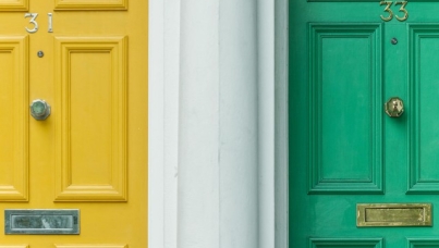 Front door view of two homes