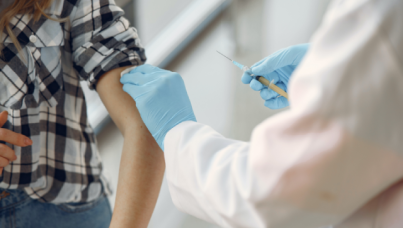 Person receiving vaccine