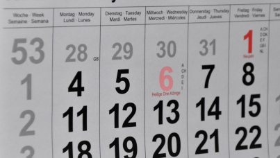 Calendar showing January 2021