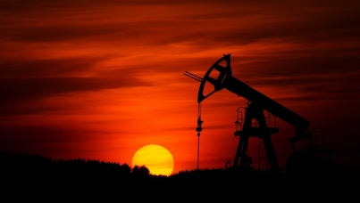 Oil pump in sunset