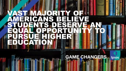 The text, "Vast majority of Americans believe students deserve an equal opportunity to pursue higher education".