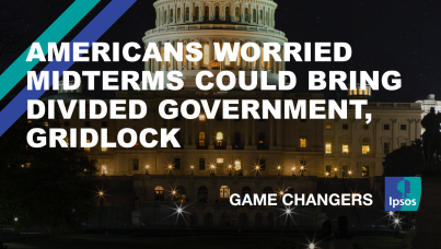 The words "Americans worried midterms could bring divided government, gridlock"