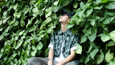 asian man thinking nature