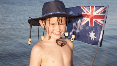 Kid celebrating Australia Day