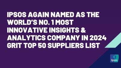 Ipsos again named as the world’s No. 1 Most Innovative Insights & Analytics Company in 2024 GRIT Top 50 Suppliers list 