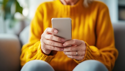 Senhora mexendo no celular