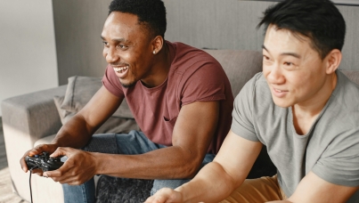 Men playing video games