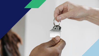 Image showing one person handing house keys to another