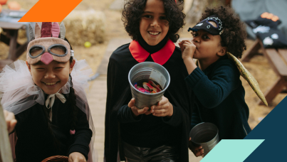Young kids trick-or-treating