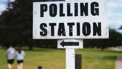 Polling station sign