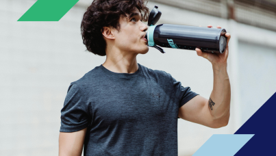 Image of man drinking from a metal bottle