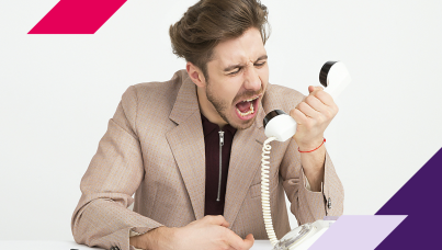 Image of man yelling into phone