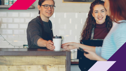Image showing man serving a cup of coffee