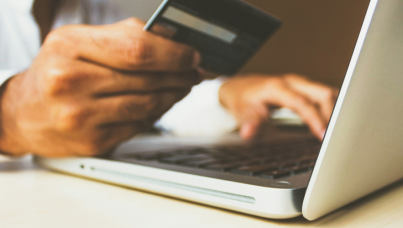 Laptop and credit card