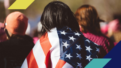 Image of a person wearing an American flag