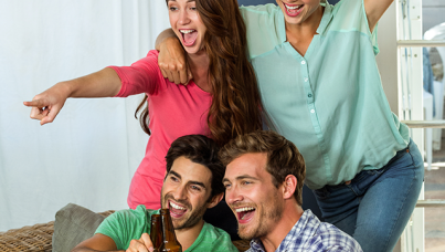 group of friends watching football