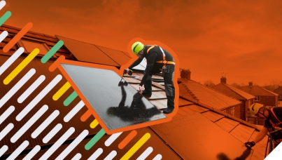 engineer installing solar panels on roof