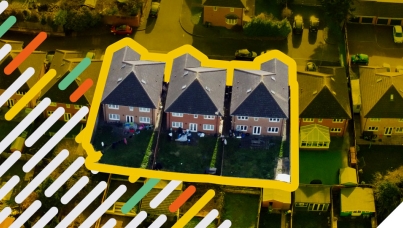overhead view of suburban homes