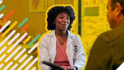Female doctor speaking with patient