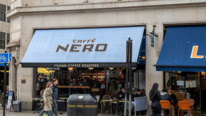 People walking past caffe Nero on a highstreet