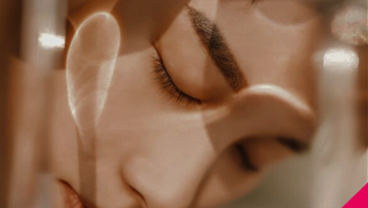 woman's face with eyes closed