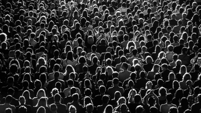 An audience in profile