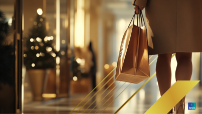 A woman with a shopping bag; image gives a luxurious look