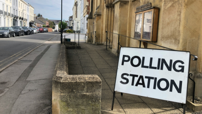 Polling station sign