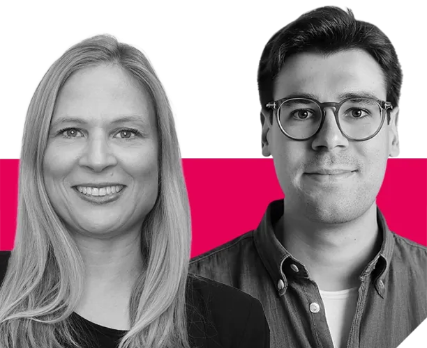 DIe Referent:innen Heidi Neubert und Tim Weber von Ipsos