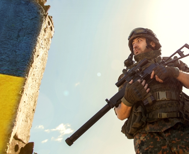 Ukrainischer Soldat an der Front