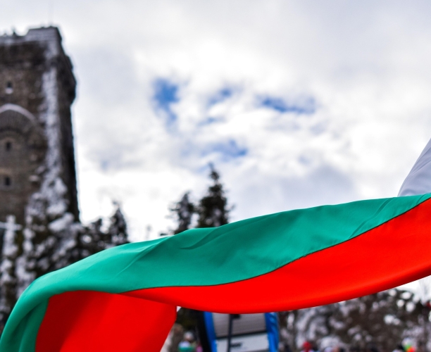 Shipka Monument and Bulgarian flag