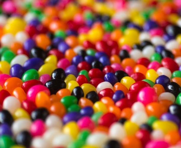 Tutti-frutti multi-coloured candy