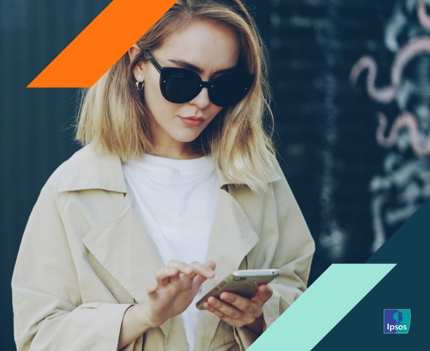 Photo of woman looking at a smartphone