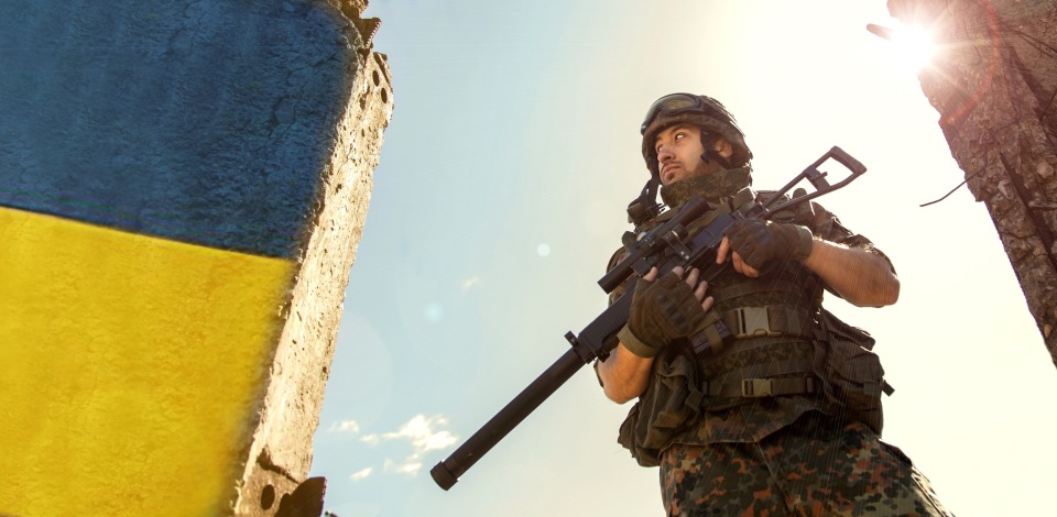 Ukrainischer Soldat an der Front