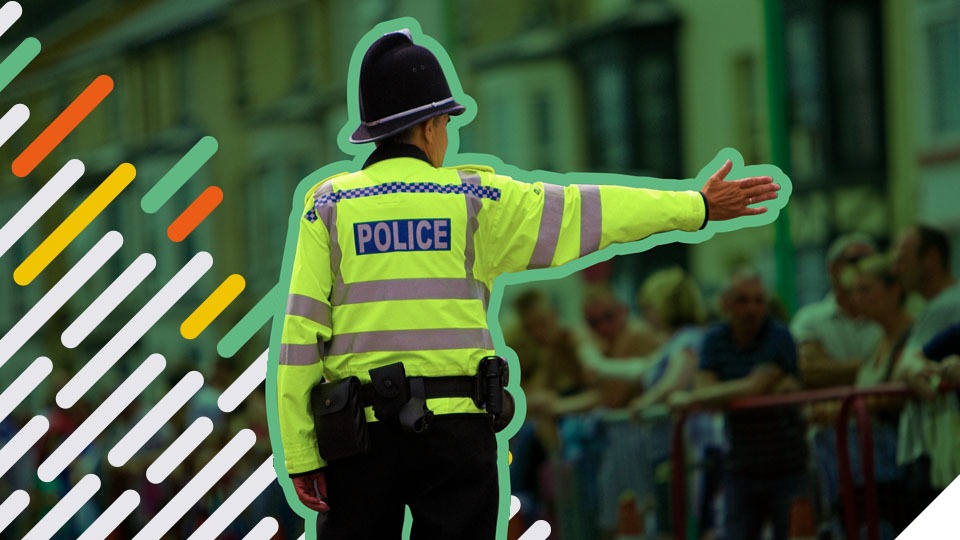 police officer controlling traffic at an event