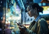 Frau nutzt KI Technologie im Alltag