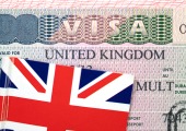British passport and flag