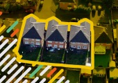 overhead view of suburban homes