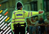 police officer controlling traffic at an event