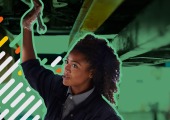 Female mechanic working in garage